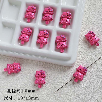 Double Kitty Stack Metal Beads 19mm Painted Alloy 10pcs 3