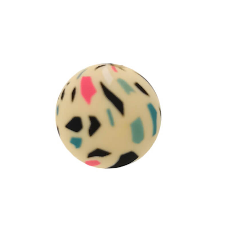 15mm Silicone Beads Terrazzo Print Multi Color 50pcs 6