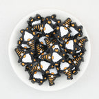 Halloween Yellow Striped Wizard Hat Dwarf Silicone Focal Beads 20pcs 2
