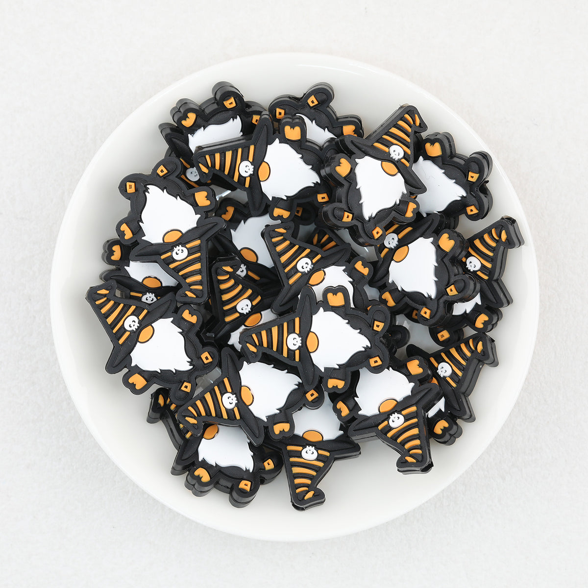 Halloween Yellow Striped Wizard Hat Dwarf Silicone Focal Beads 20pcs 2
