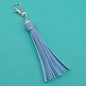 PU Leather Tassel Keychain 9cm Strips Silver Lobster Clasp 37