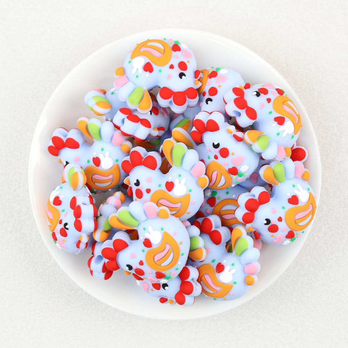 3D Easter Theme Colorful Chicken Silicone Focal Beads 20Pcs  2