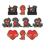 Silicone Focal Beads Valentine Sausage Dog I Love Dachshunds Heart 20pcs