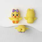 3D Yellow Chick with Purple Bow Silicone Focal Beads 20pcs
