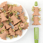  3D Light Brown Tree Stump Silicone Focal Beads 20Pcs