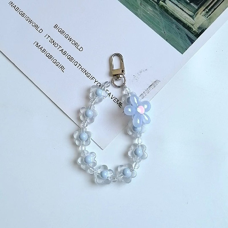 Acrylic Flower Beaded Keychain Pastel Translucent Floral Charm 9