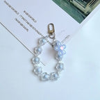 Acrylic Flower Beaded Keychain Pastel Translucent Floral Charm 9