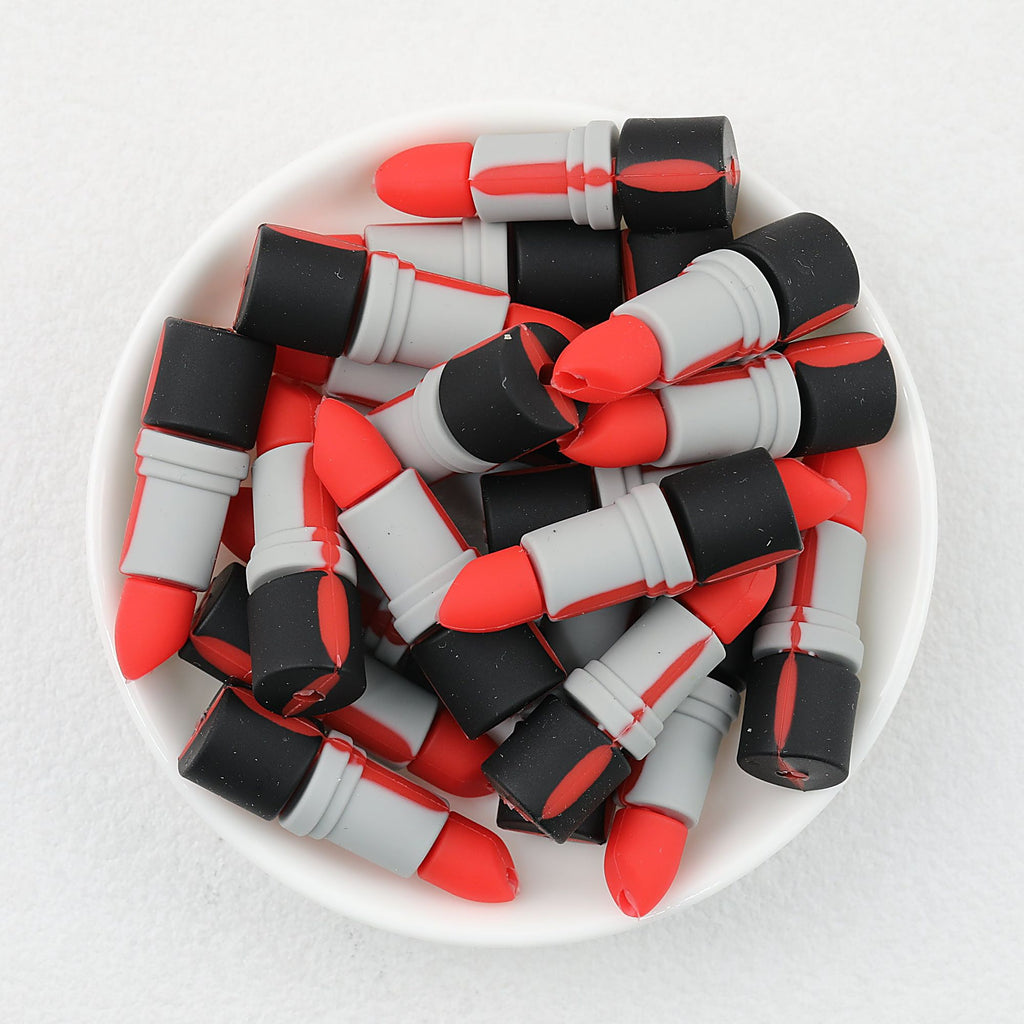 Red Lipstick 3D Silicone Focal Beads 20 pcs