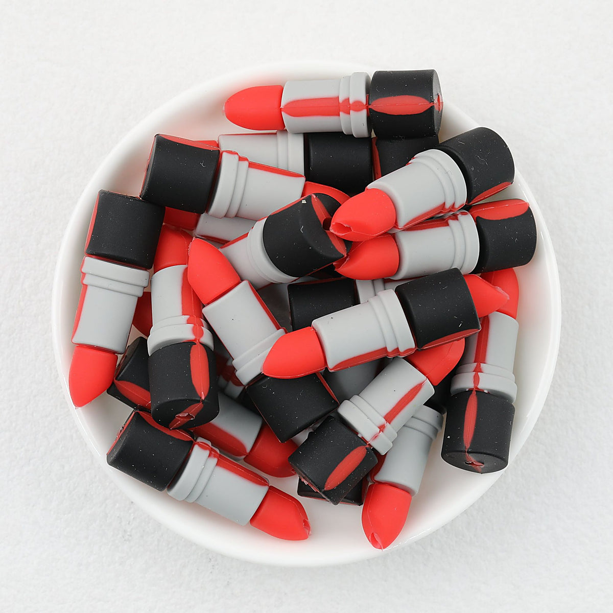 Red Lipstick 3D Silicone Focal Beads 20 pcs