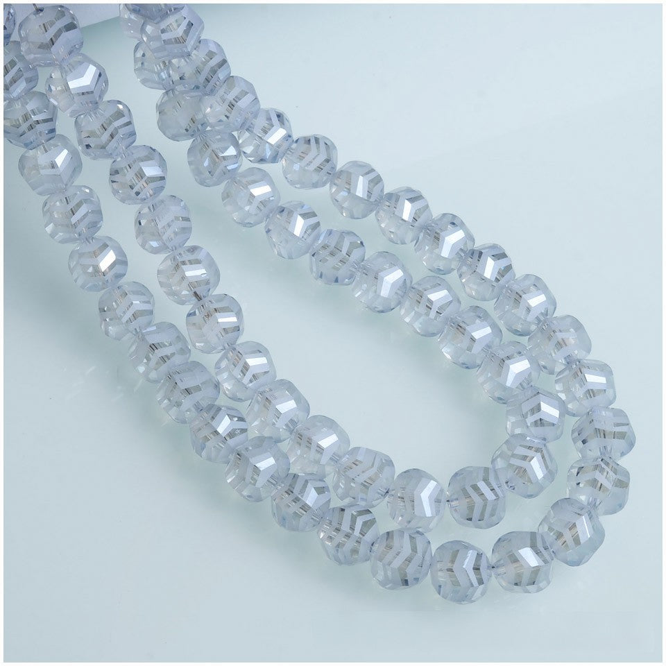 Faceted Glass Beads 10mm Matte Frosted Wavy Line Pattern 70pcs 9