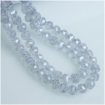 Faceted Glass Beads 10mm Matte Frosted Wavy Line Pattern 70pcs 9