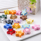 Star Acrylic Beads 22mm Cat Pattern Glossy Colorful 20pcs