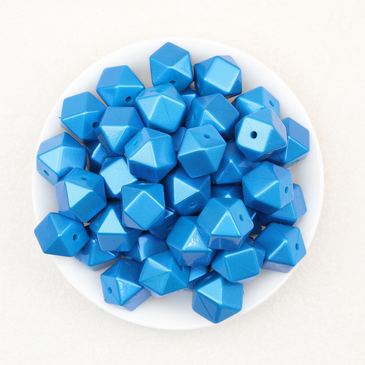 14mm Metallic Hexagon Silicone Beads 50pcs 9