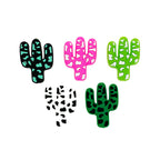 Silicone Focal Beads Cactus Bold Contrasting Patches 20pcs