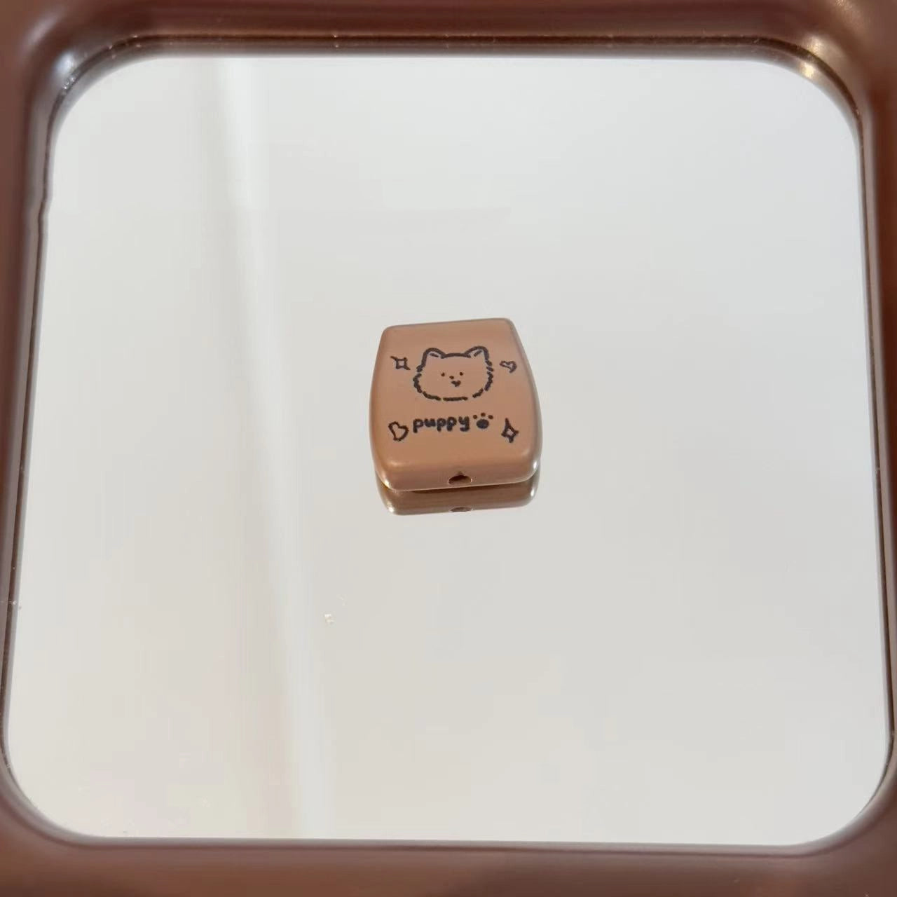 Square Acrylic Beads 20mm Puppy and Cat Coffee Brown 10pcs 5