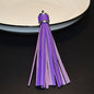 Silver PU Leather Tassel Keychain Metallic 9cm Length - 11 dark purple
