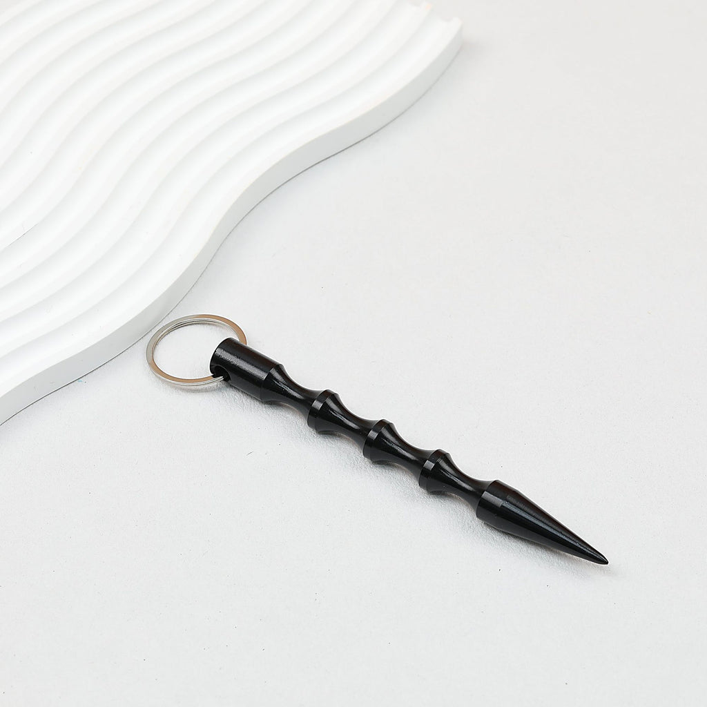 Self Defense Keychain Alloy Aviation Aluminum Bamboo Design - black