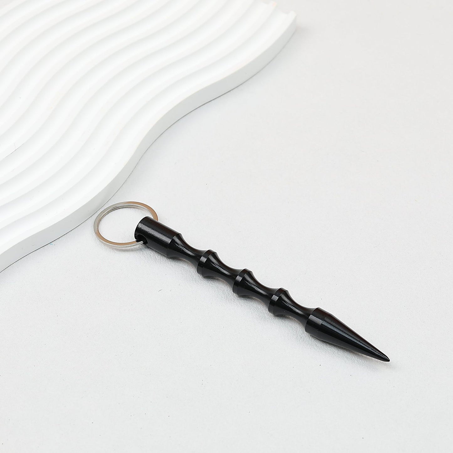 Self Defense Keychain Alloy Aviation Aluminum Bamboo Design - black