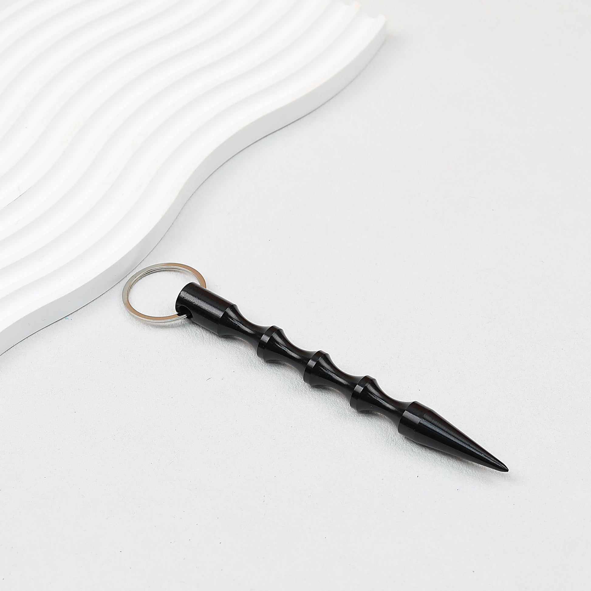 Self Defense Keychain Alloy Aviation Aluminum Bamboo Design - black