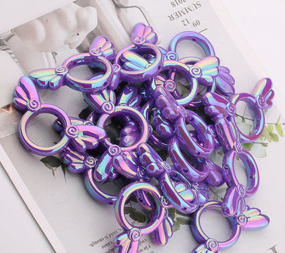 UV Color Plated Solid Color Varied Sakura Angel Wings Acrylic Beads 2pcs 8