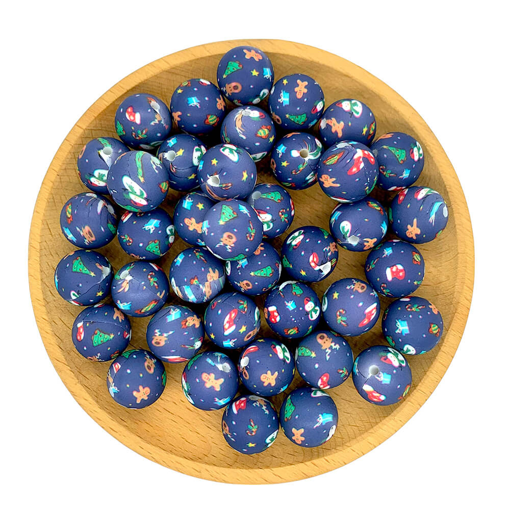 20-481# Christmas Printed Silicone beads