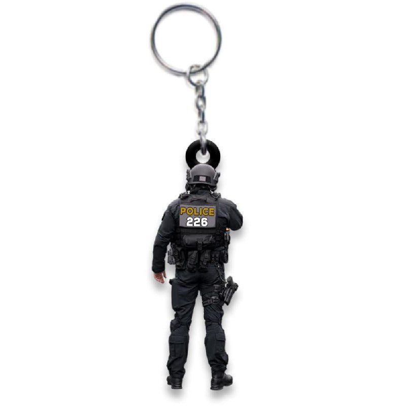 Acrylic Tactical Vest Police Cap Keychain Bold Yellow 226 Design 12