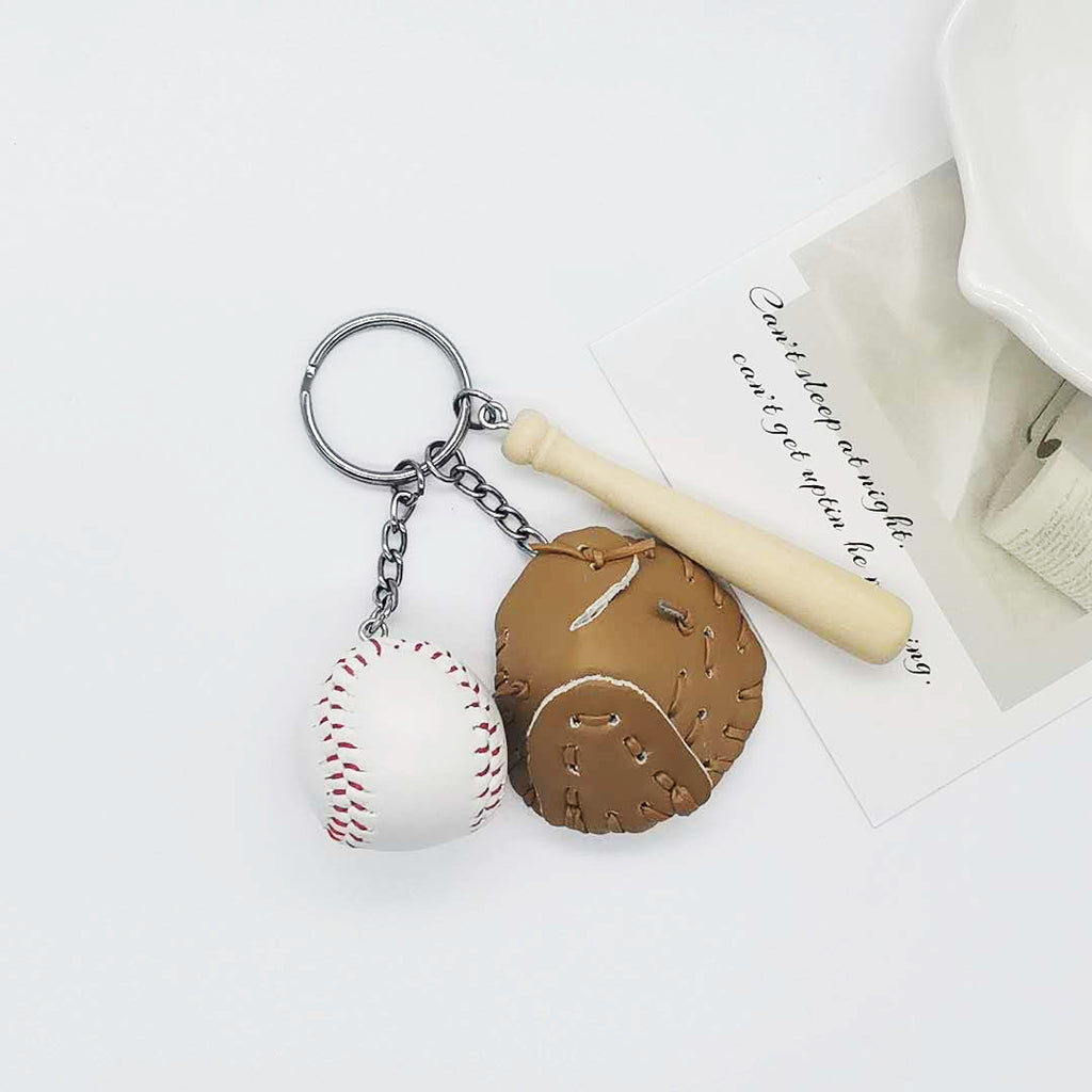 Leather Baseball Keychain Mini Glove Bat and Ball Sports Accessory 6