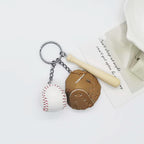Leather Baseball Keychain Mini Glove Bat and Ball Sports Accessory 6