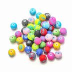 Frosted Round Glass Beads 8mm Neon Splash Pattern 100pcs 2