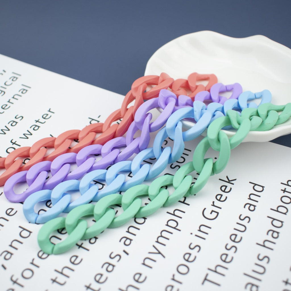 Matte Colorful Acrylic Open Chain Links 23mm 100pcs 3