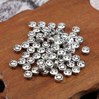 Flat Metal Beads 6mm 10mm Silver Smiling Face Expression 100pcs