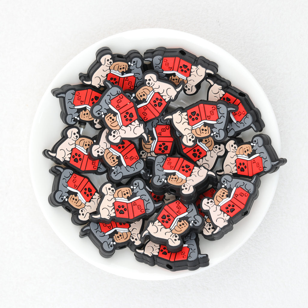  Educational Dog Family Silicone Focal Beads 20pcs 2