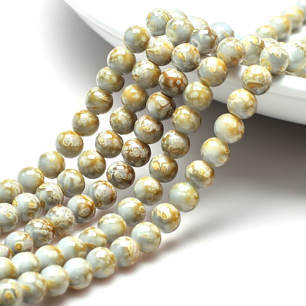 Crackle Round Glass Beads 8mm Multicolor Imitation Ceramic 200pcs 8