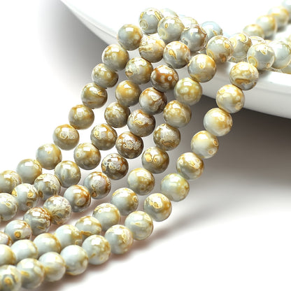 Crackle Round Glass Beads 8mm Multicolor Imitation Ceramic 200pcs 8