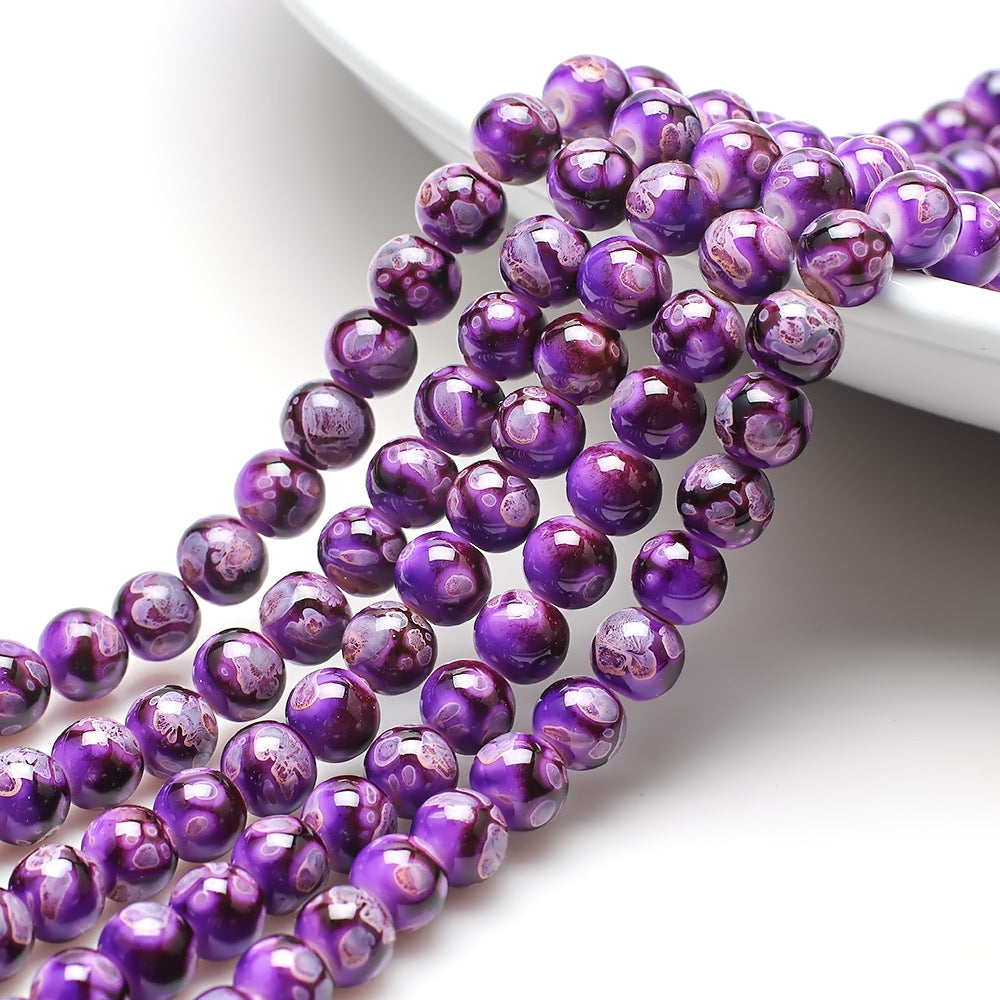 Crackle Round Glass Beads 8mm Multicolor Imitation Ceramic 200pcs 5