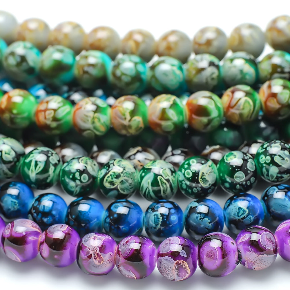 Crackle Round Glass Beads 8mm Multicolor Imitation Ceramic 200pcs 2