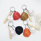 Leather Baseball Keychain Mini Glove Bat and Ball Sports Accessory