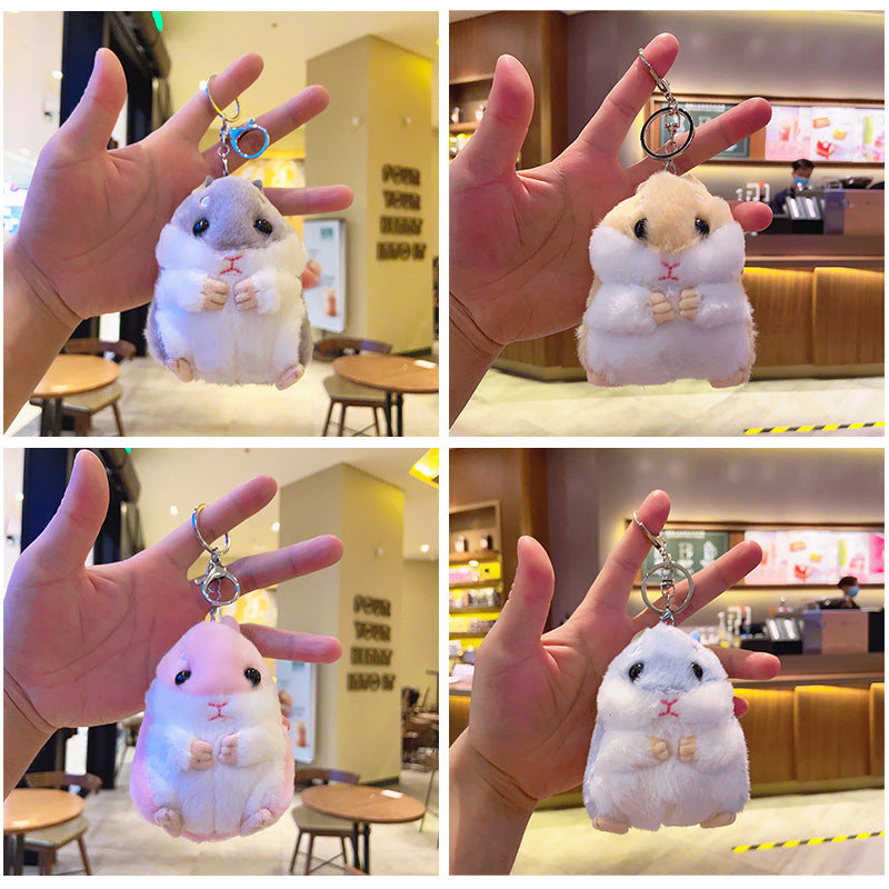 Plush Hamster Keychain Cartoon Soft Pastel Animal Charm