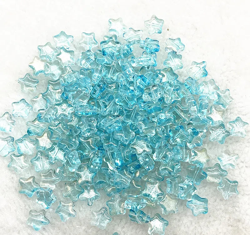 Pentagonal Star Glass Beads 8mm Transparent Pastel Colors 30pcs 12