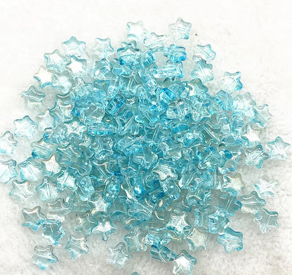 Pentagonal Star Glass Beads 8mm Transparent Pastel Colors 30pcs 12