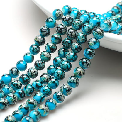 Crackle Round Glass Beads 8mm Multicolor Imitation Ceramic 200pcs 14
