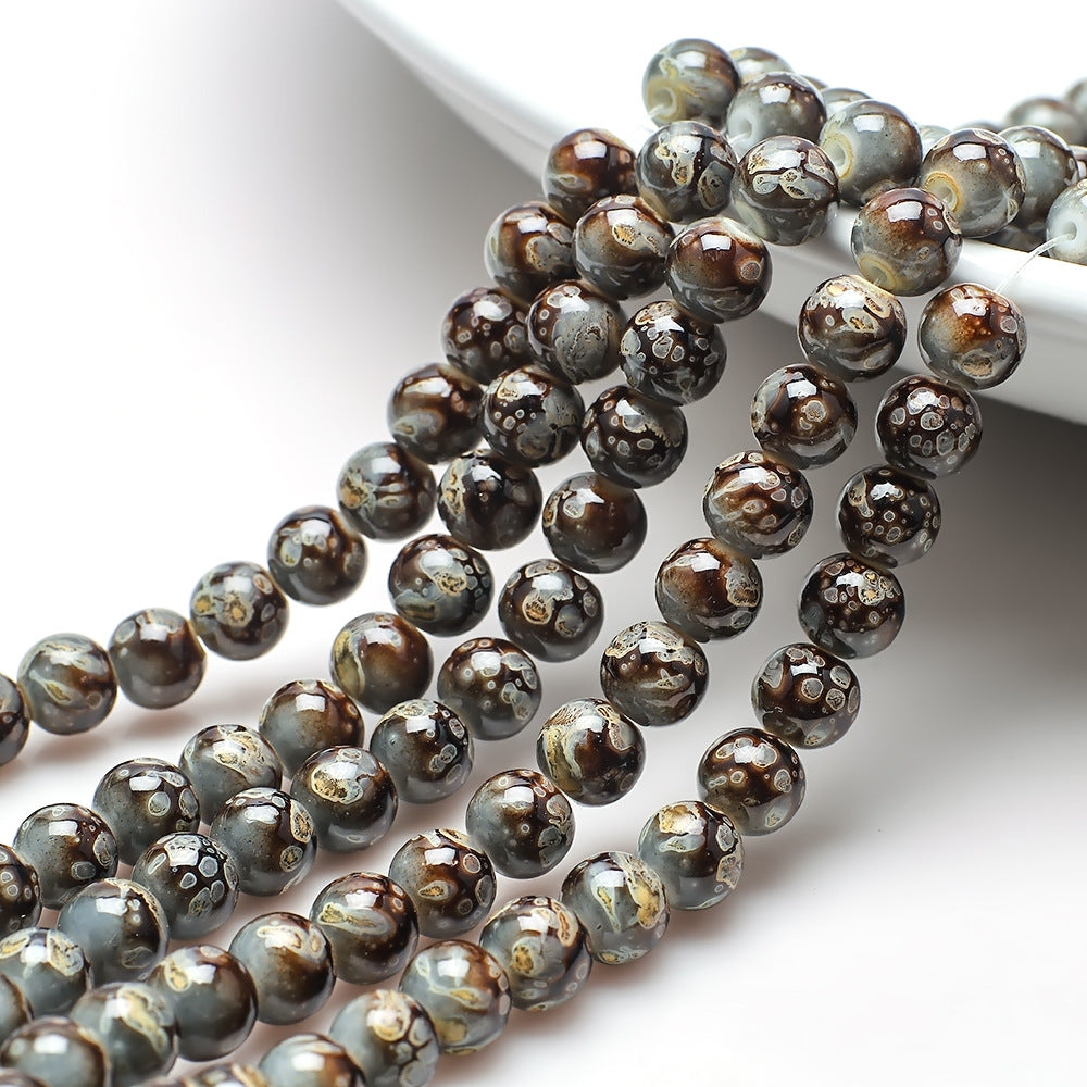 Crackle Round Glass Beads 8mm Multicolor Imitation Ceramic 200pcs 7