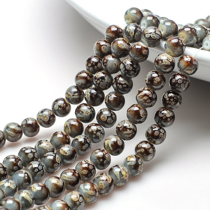 Crackle Round Glass Beads 8mm Multicolor Imitation Ceramic 200pcs 7