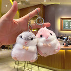 Plush Hamster Keychain Cartoon Soft Pastel Animal Charm 2
