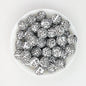 15mm Black and White Patterned Print Round Silicone Beads 50pcs - Doodle