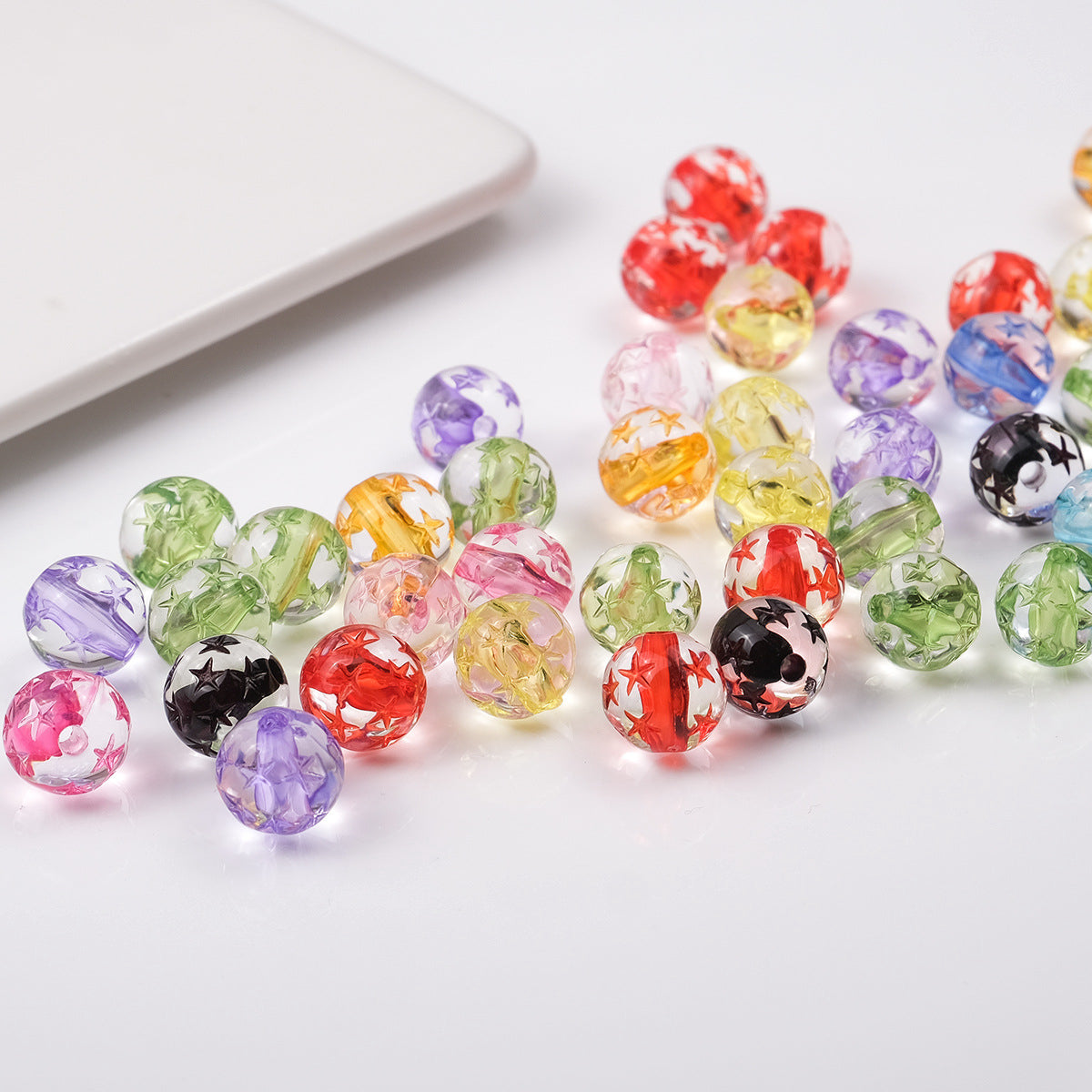 Transparent Star Core Acrylic Beads 9.8mm Colorful Mixed 200pcs