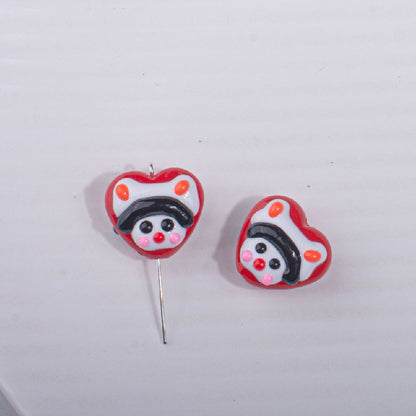 Hand Drawn Heart Rabbit Acrylic Beads 19x17.5mm Colorful 5pcs 4
