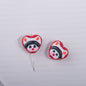 Hand Drawn Heart Rabbit Acrylic Beads 19x17.5mm Colorful 5pcs 4