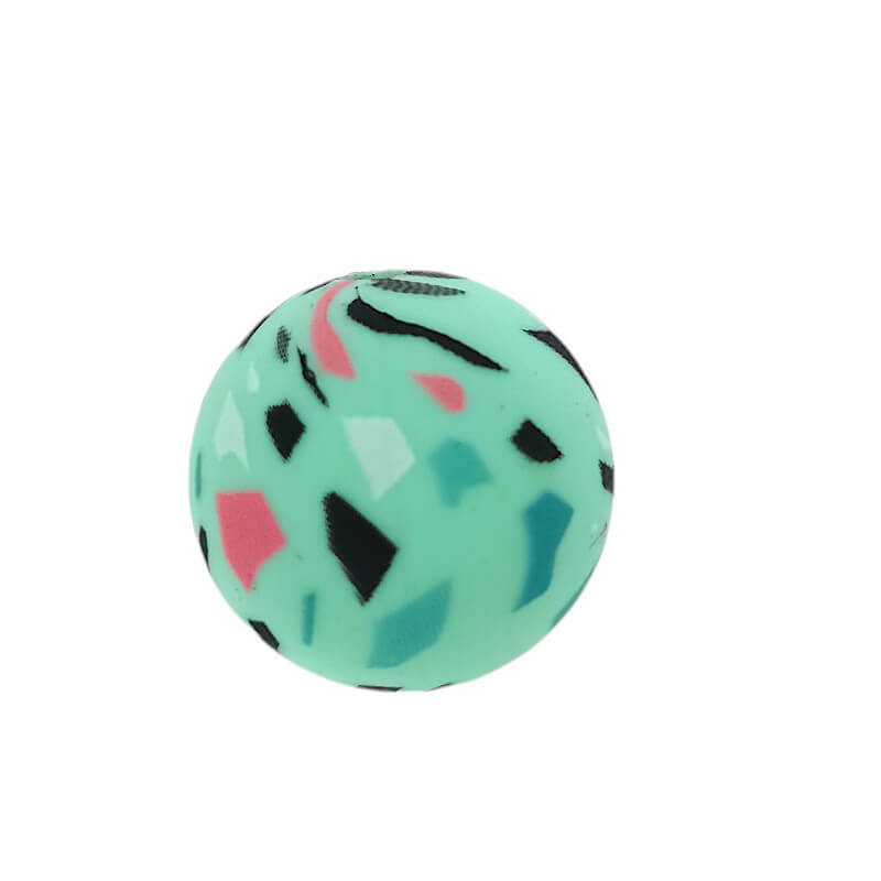 15mm Silicone Beads Terrazzo Print Multi Color 50pcs 12