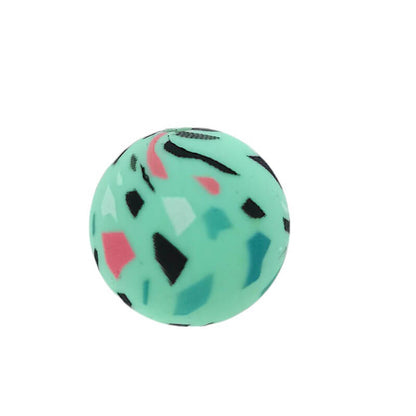 15mm Silicone Beads Terrazzo Print Multi Color 50pcs 12